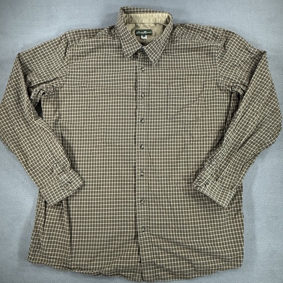 Eddie Bauer Other - Eddie Bauer Long Sleeve Button Up Shirt 3XLT Brown Plaid Wrinkle Free Relaxed